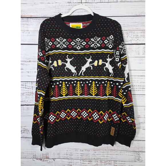 Tipsy Elves Men's Ugly Christmas Sweater Reindeer Beer Steins Fair Isle Large - Picture 1 of 5